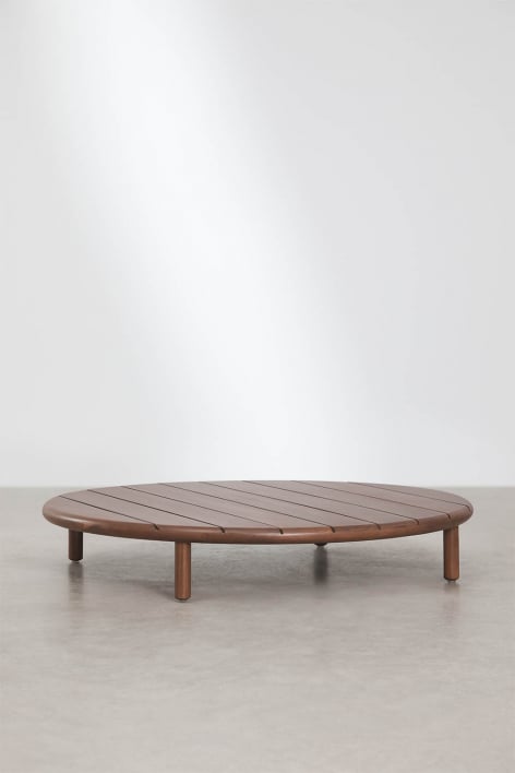 Mesa de centro redonda para jardim em madeira de acácia Olivia - Castanho-acácia escuro