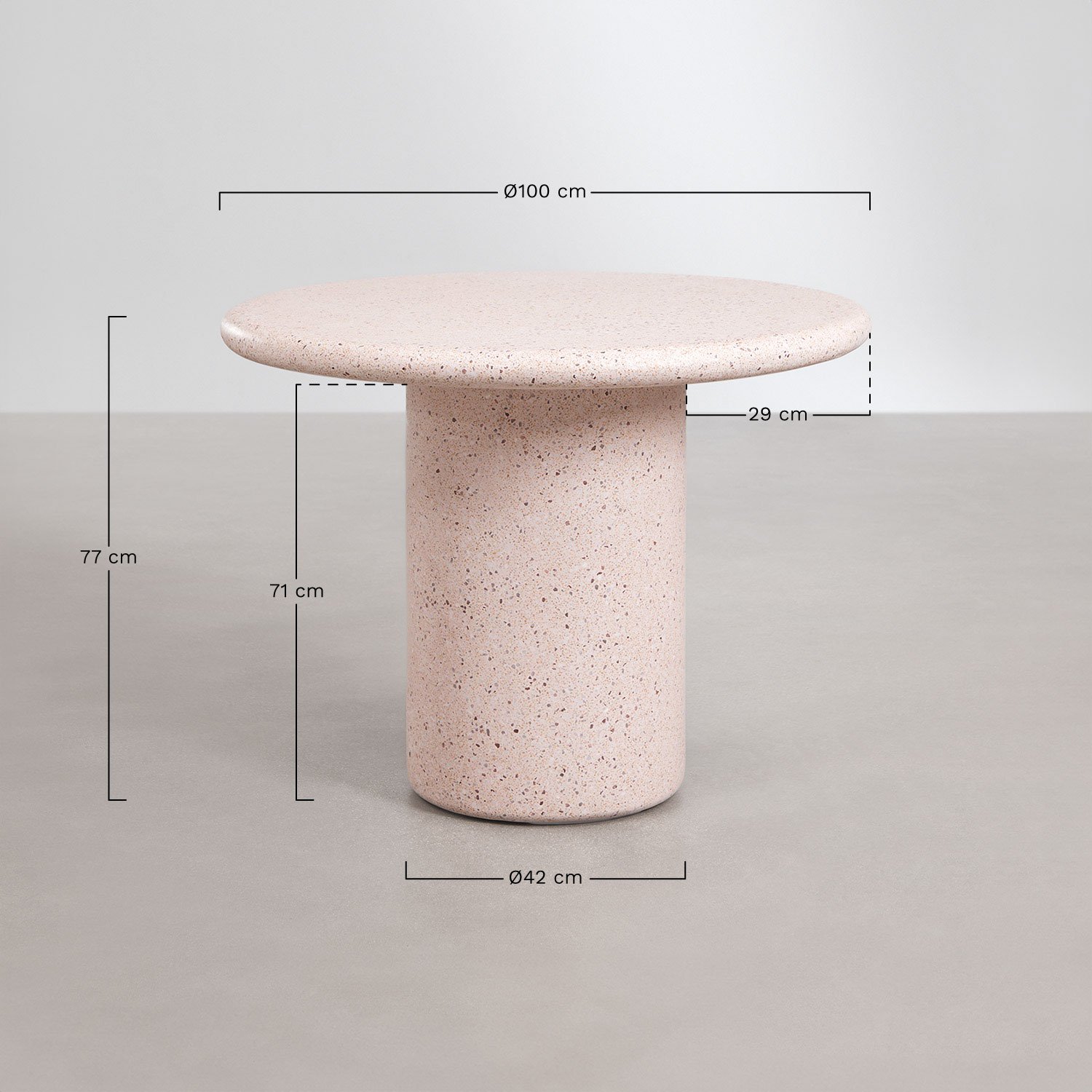 Mesa de jantar redonda em cimento Emiria, Dimensões