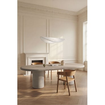 Mesa De Jantar Oval 260x110 Cm Em Cimento Aurean Cinzento Areia - Sklum