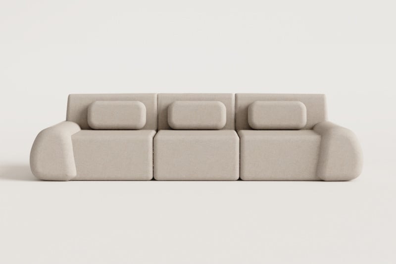 Sofá modular de 3 peças em chenille embalado a vácuo Merida