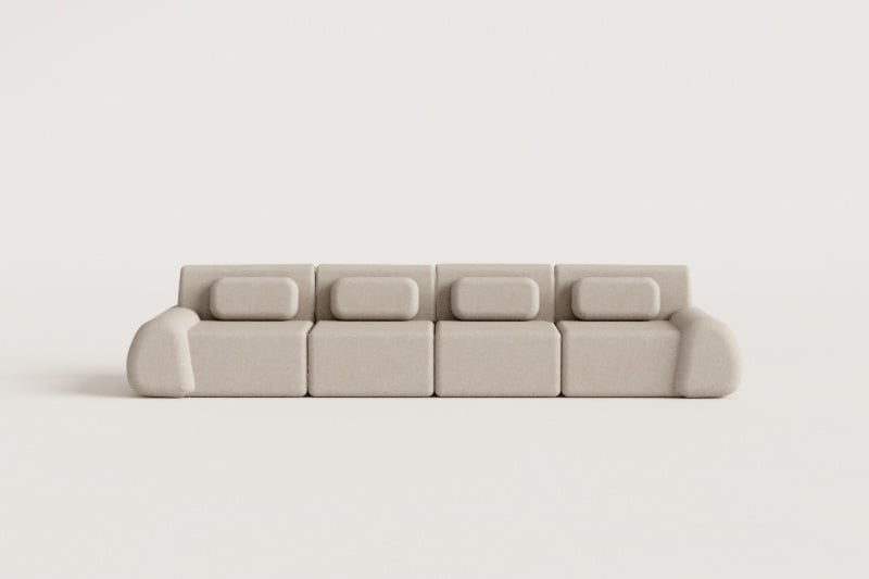 Sofá modular de 4 peças em chenille embalado a vácuo Merida