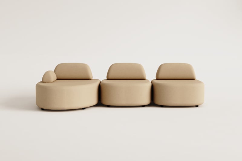 Sofá modular chaise longue esquerdo de 3 peças estofado Giorgia