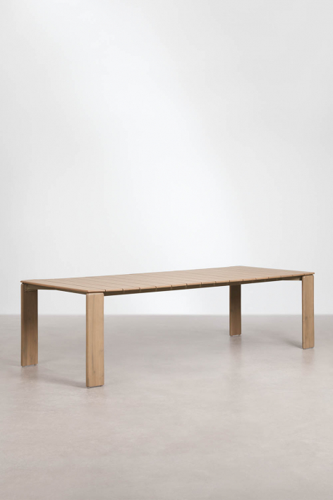 Mesa de jantar retangular em madeira de acácia Kandroa - Marrom Acácia Claro