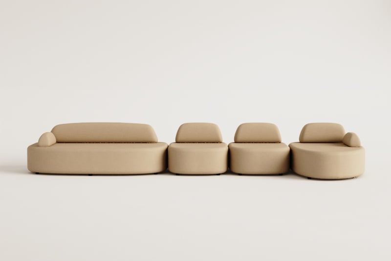 Sofá modular chaise longue direito de 4 peças com módulo de canto estofado Giorgia