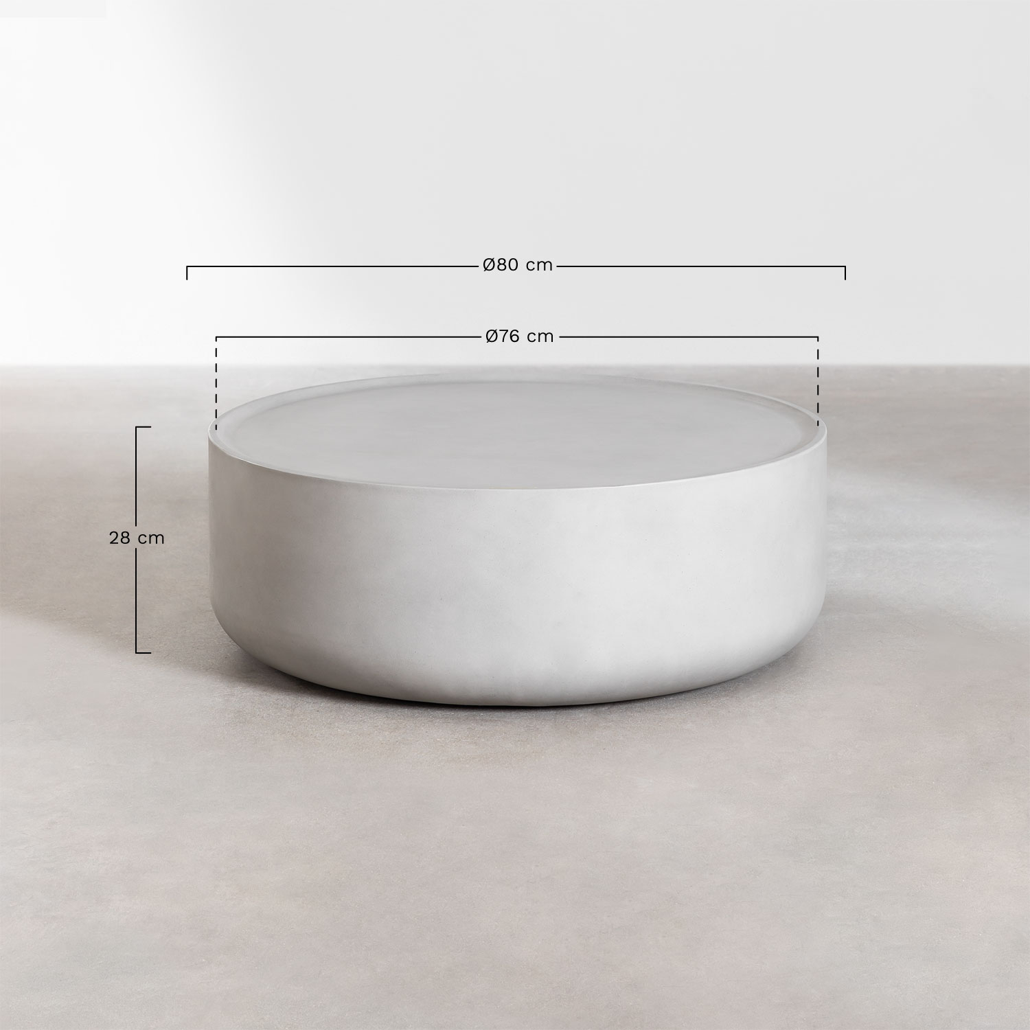 Mesa de centro redonda Ø80 cm em cimento Darwys, Dimens&otilde;es