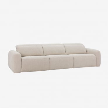 Sofá De 3 Lugares Reclinável E Elétrico Em Chenille Sirex Chenille Beige Creme - Sklum