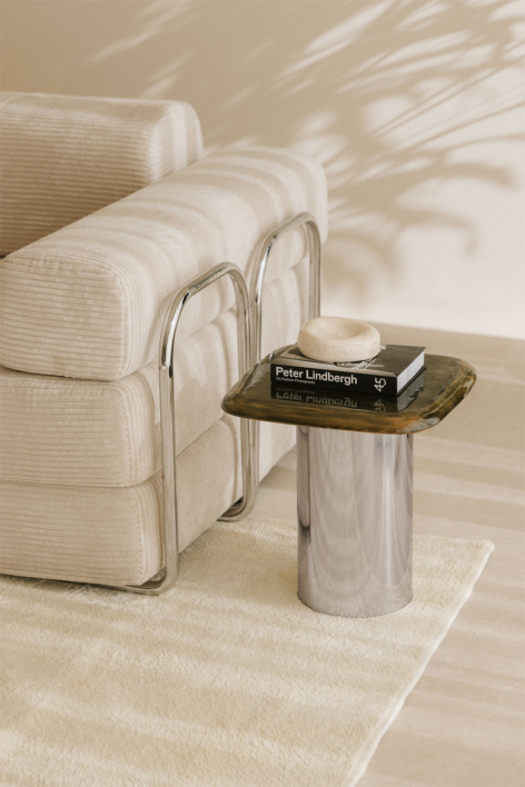 Mesa auxiliar quadrada 40x40 cm Merieines - Verde Exército Claro