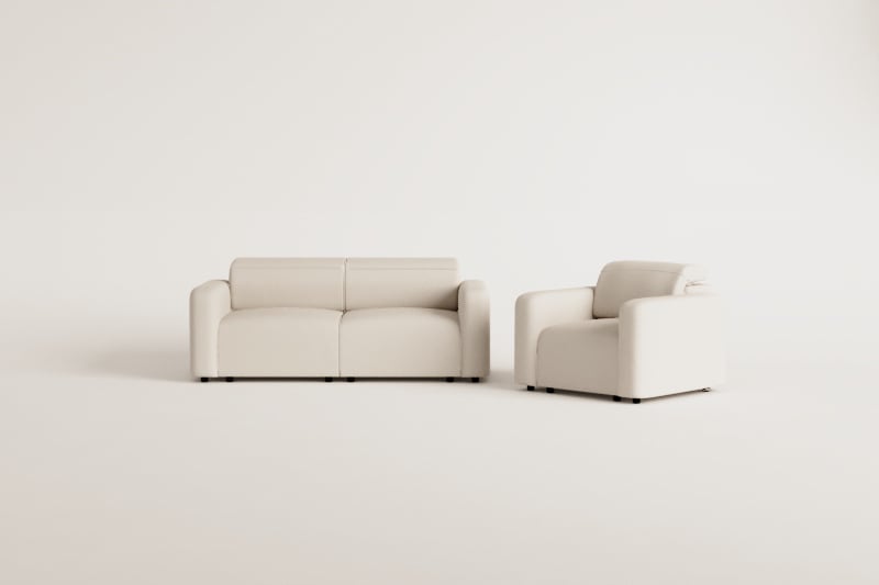 Conjunto de sala com sofá reclinável elétrico de 2 lugares e poltrona em chenille Sirex