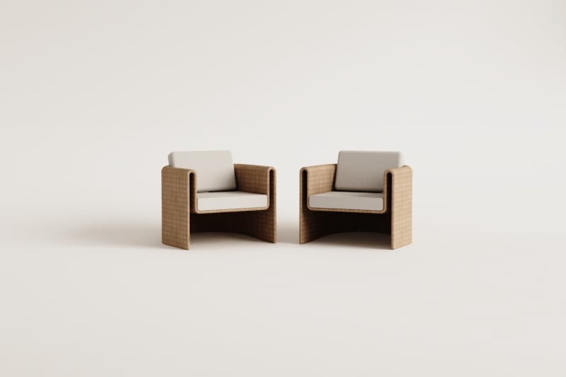 Pack de 2 poltronas em aço e vime sintético Lina