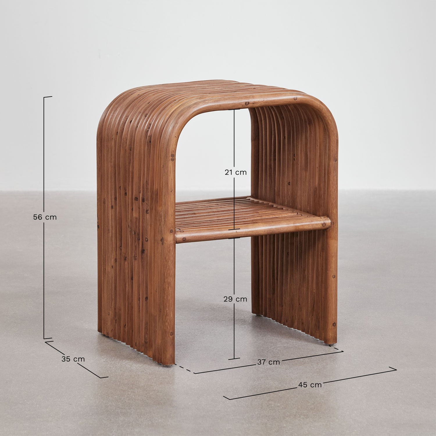 Mesa auxiliar retangular 45x35 cm em rattan Nolay, Dimens&otilde;es