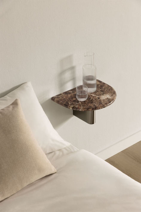 Mesinha de cabeceira flutuante 40x30 cm Mayeli - Mármore Marrom Emperador