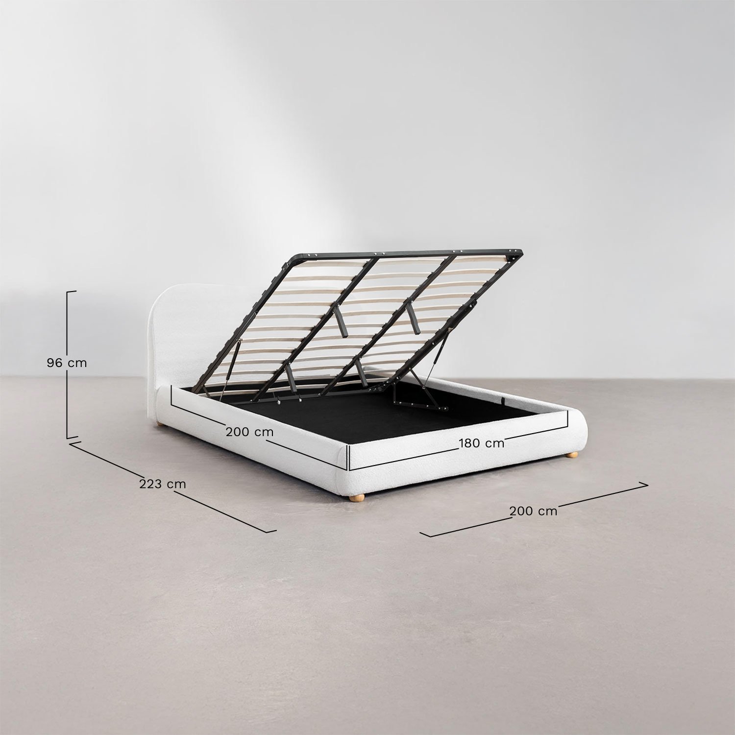 Cama com canapé abatível estofada Winselet, Dimens&otilde;es