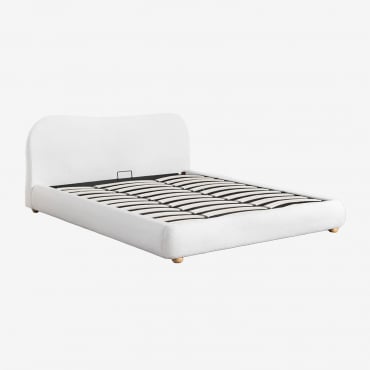 Cama Com Canapé Abatível Estofada Winselet Chenille Branco Marfim & 180 X 200 Cm - Sklum