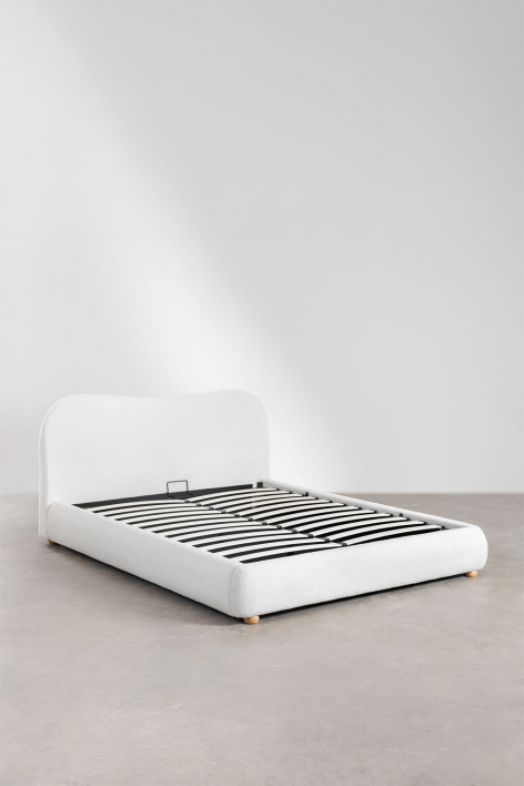 Cama com canapé abatível estofada Winselet - Chenille Branco Marfim