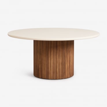 Mesa De Jantar Redonda Em Cimento E Madeira De Acácia Sirvon Ø160 Cm - Sklum