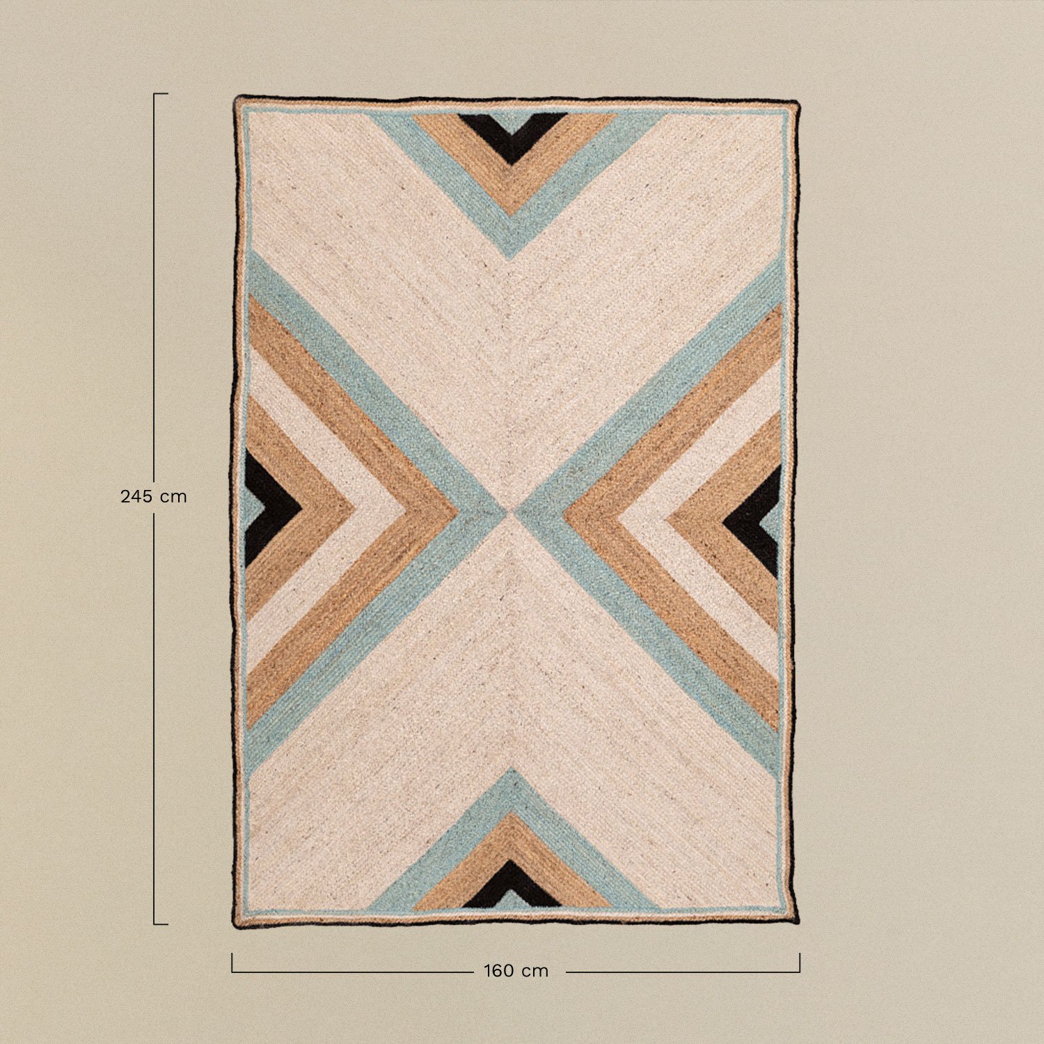 Alfombra retangular 160x245 cm em juta natural Saina, Dimens&otilde;es