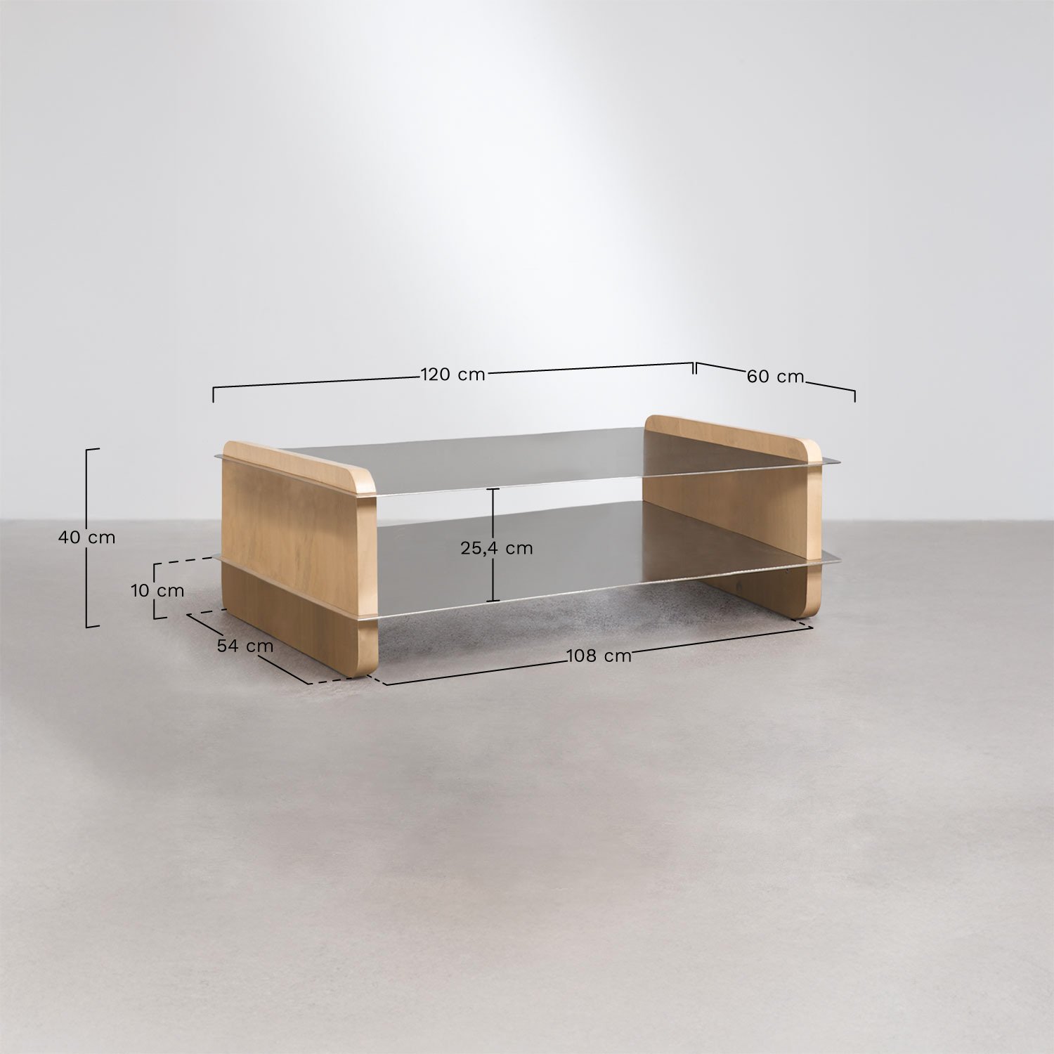 Rectangular coffee table 120x60 cm in mango wood and steel Tokyo, Dimens&otilde;es