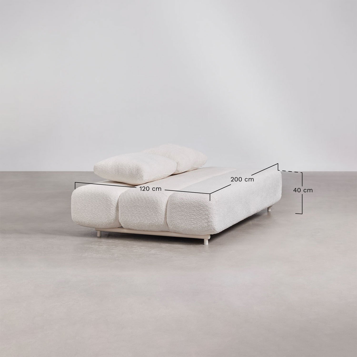 Sofá-cama de 3 lugares em tecido bouclé Miami, Dimens&otilde;es