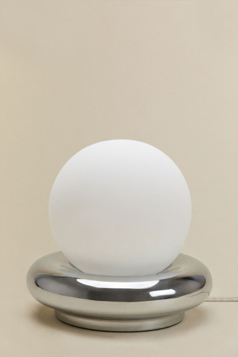 Lâmpada de mesa em cerâmica com bola de cristal Kryx - Cinza Cromado