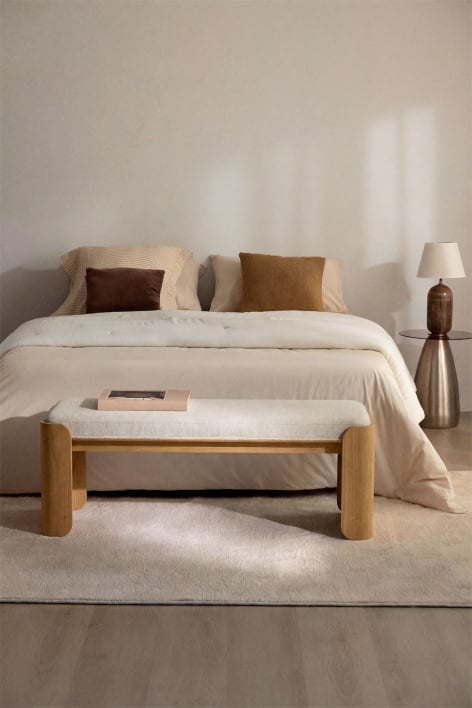 Banco em madeira de borracha e chapa Lofren