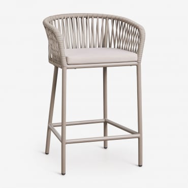 Banqueta Alta Com Apoios De Braços Em Corda Trançada Arhiza Moka Brown & ↑65 Cm - Sklum