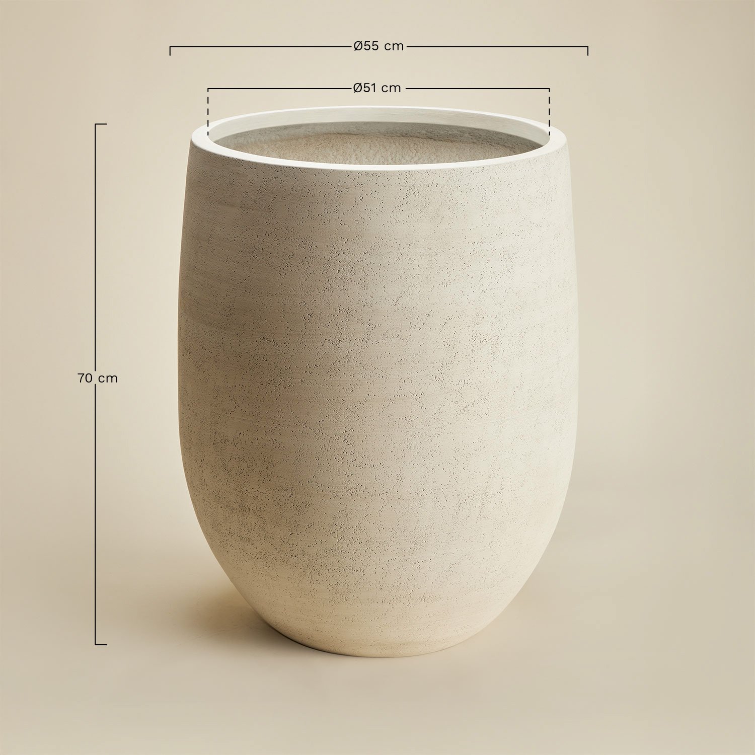 Vaso de cimento Grover, Dimens&otilde;es