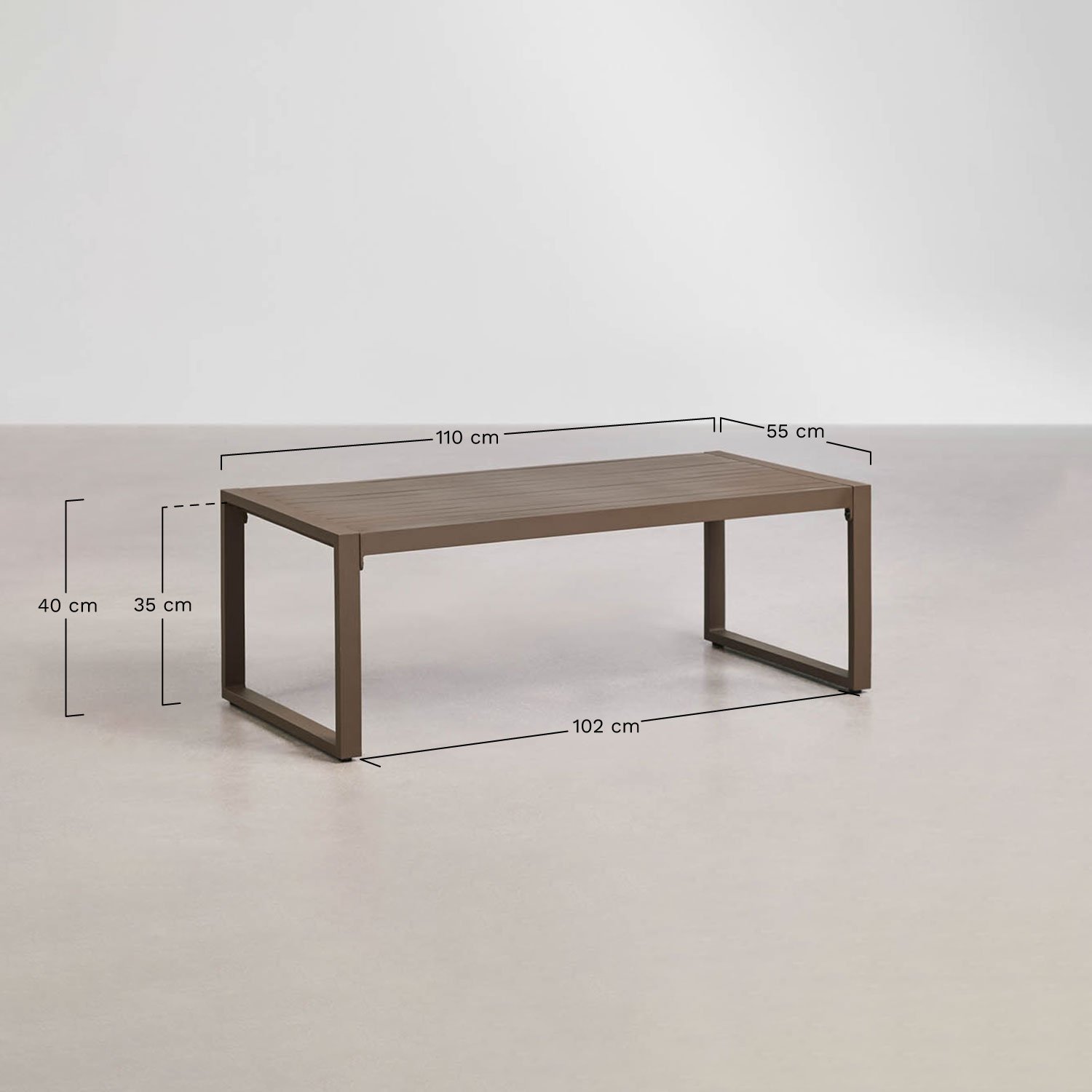 Conjunto de jardim com sofá de 2 lugares, 2 poltronas e mesa de centro em alumínio Lipov, Dimens&otilde;es