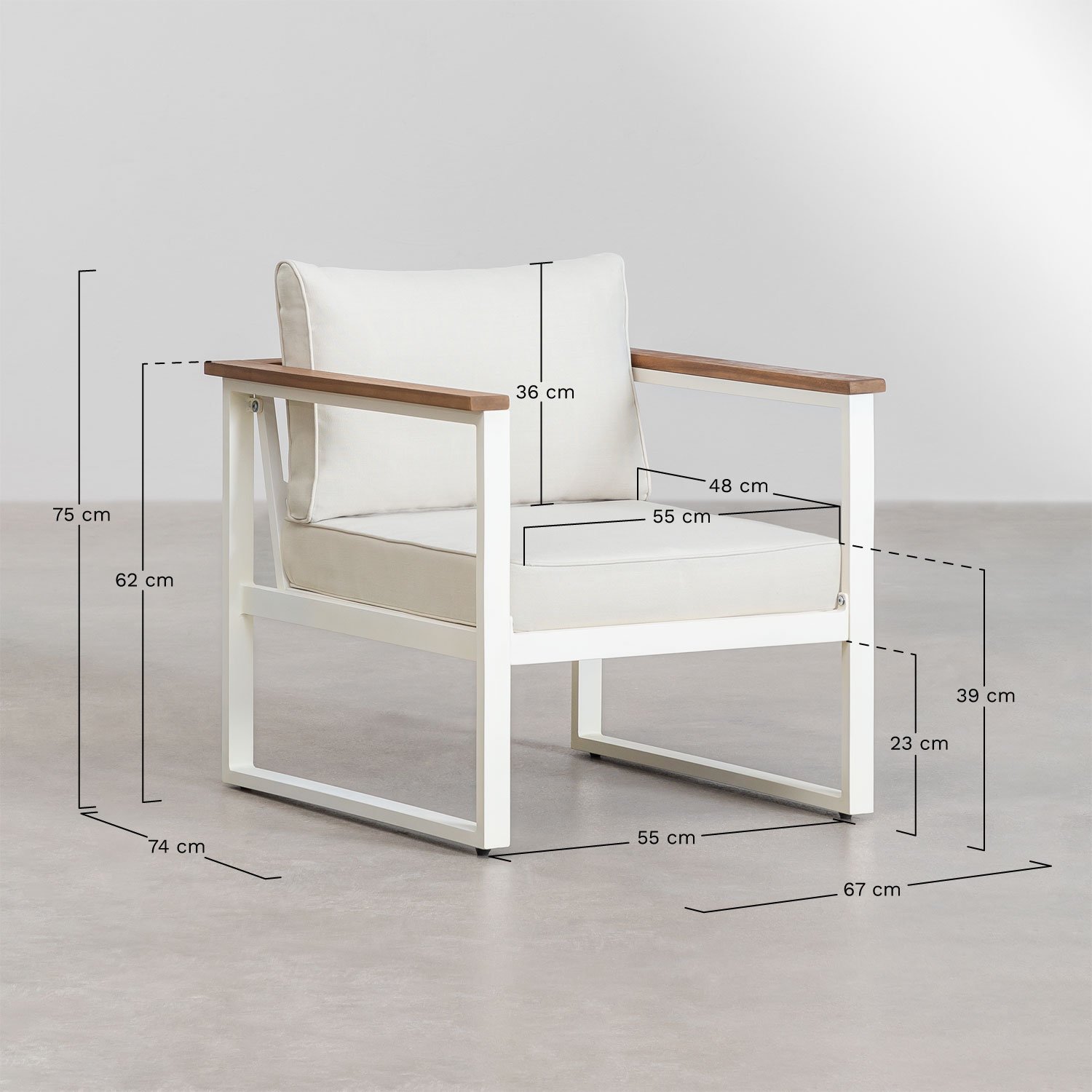 Pack de 2 poltronas em alumínio Lipov, Dimens&otilde;es