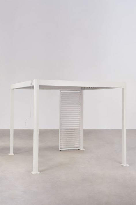 Pérgola bioclimática de alumínio com lâminas e painel Druvia