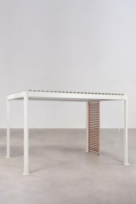 Pérgola bioclimática de alumínio com lâminas e painel Druvia