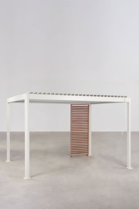 Pérgola bioclimática de alumínio com lâminas e painel Druvia