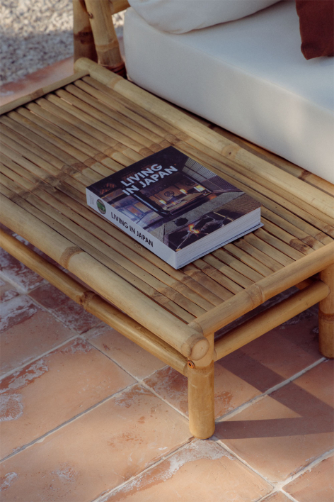 Mesa auxiliar para jardim retangular 75x40 cm em bambu Isendra