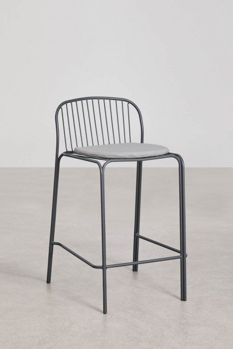 Taburete alto de jardim em aço Anerina - Cinza Grafito