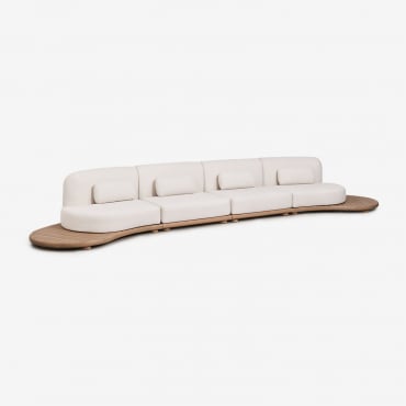 Sofá Modular Reto De Jardim De 4 Peças Em Madeira De Acácia Gerard Marrom Acácia Claro - Sklum