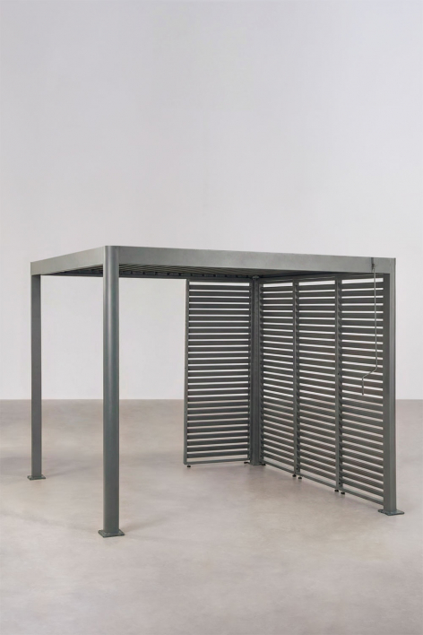 Pérgola bioclimática de alumínio com lâminas e painéis Druvia