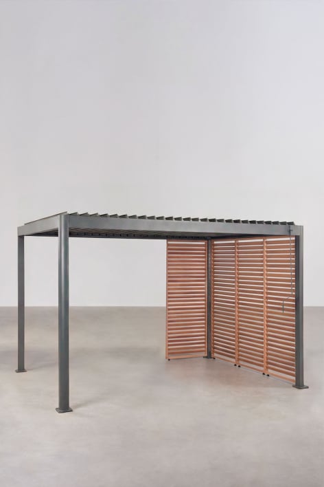 Pérgola bioclimática de alumínio com lâminas e painéis Druvia