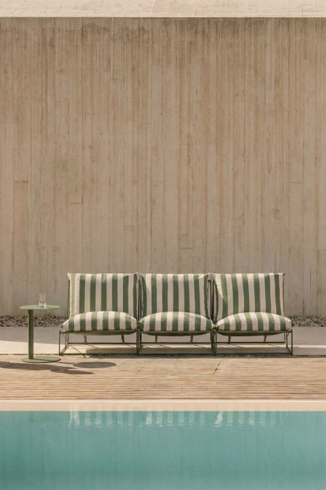 Sofá modular de jardim de 3 peças Amaro - Tapioca beige - Verde azeitona profundo