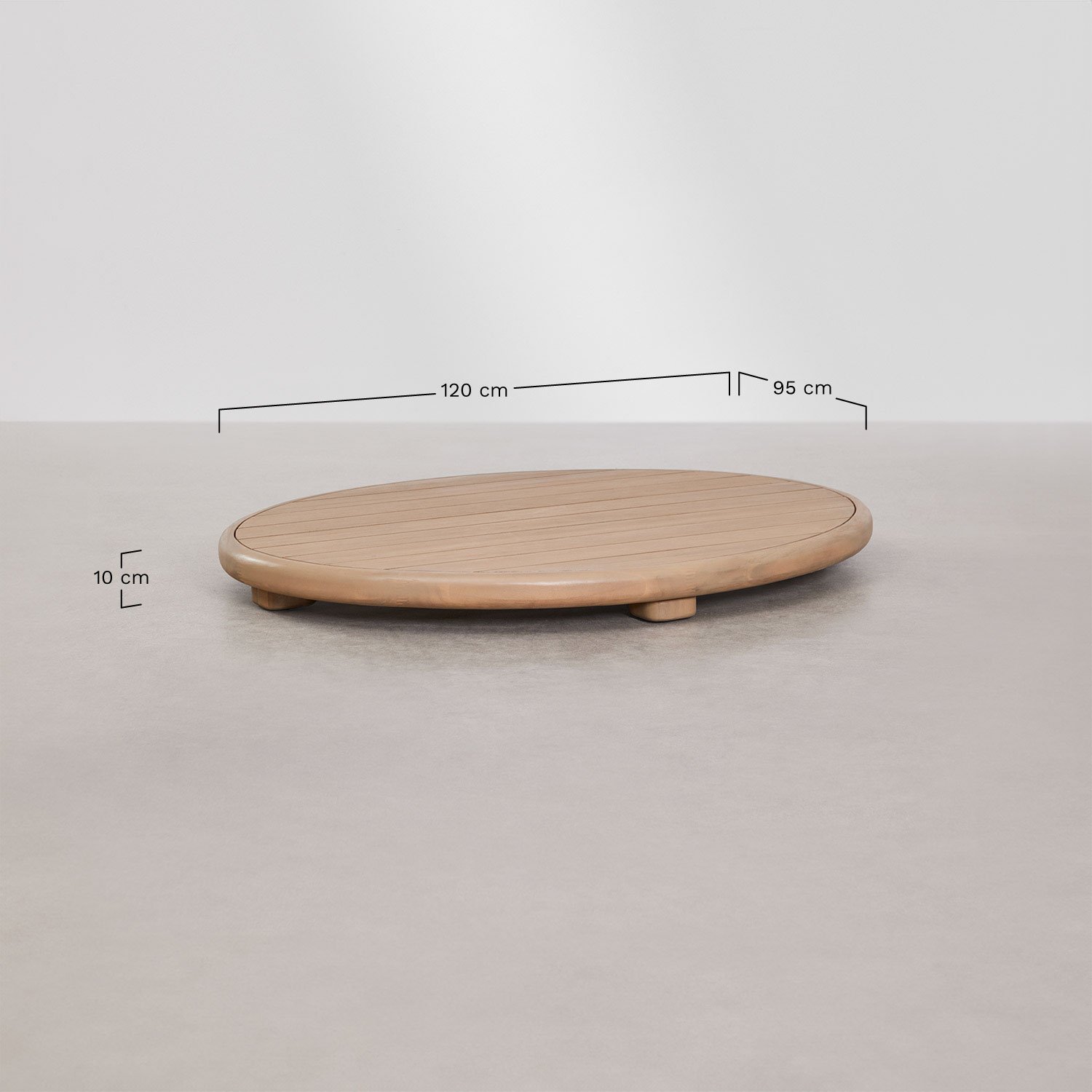 Conjunto de jardim com sofá modular chaise longue esquerdo de 4 peças e 2 mesas de centro em madeira de acácia Gerard, Dimens&otilde;es