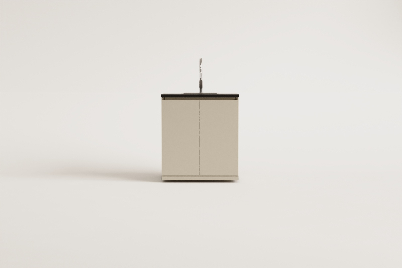 Módulo de arrumação com pia para cozinha modular de exterior em aço Rivana