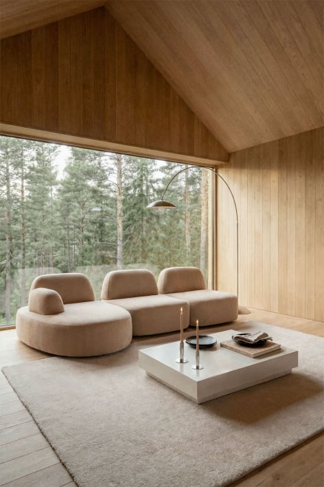 Sofá modular chaise longue esquerdo de 3 peças estofado Giorgia