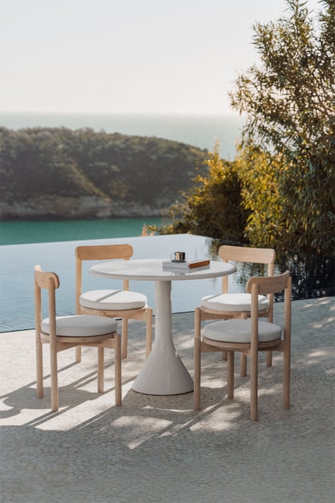 Mesa redonda de jardim Melody, Ø90 cm, feita de cimento e fibra de vidro