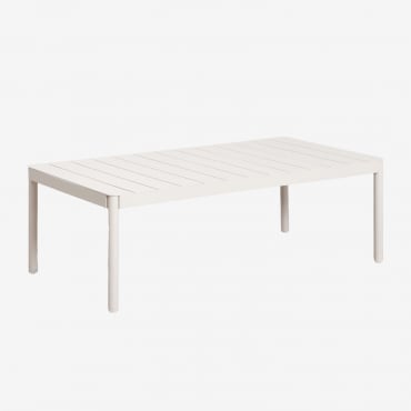 Mesa De Centro Para Jardim Retangular 110x60 Cm Em Alumínio Boleni Gardénia Branco - Sklum