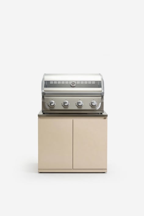 Módulo com churrasqueira a gás com 4 queimadores para cozinha modular de exterior em aço Rivana