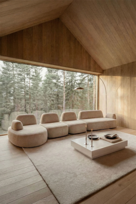 Sofá modular chaise longue esquerdo de 4 peças com módulo de canto estofado Giorgia