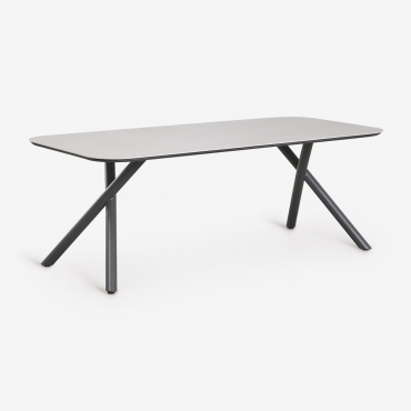 Mesa De Jardim Retangular 200x95 Cm Em Alumínio Brinela Cinza Grafito - Sklum