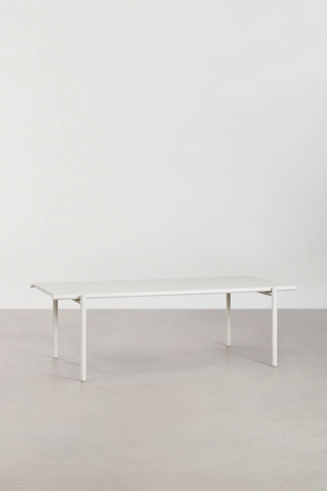 Mesa de jantar retangular 235x105 cm em aço Tossa - Gardénia Branco