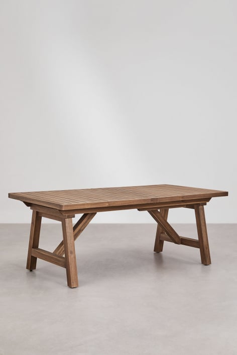 Mesa de jantar retangular 200-260-320x100 cm extensível em madeira de acácia escura Dubai