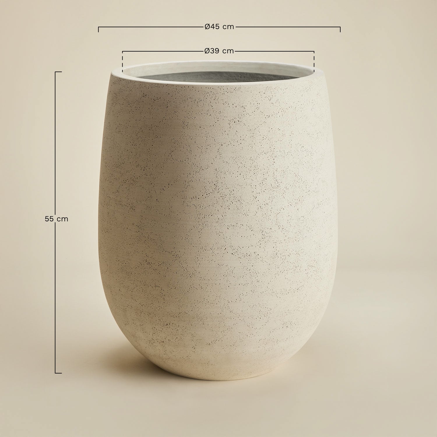 Vaso de flores exterior em cimento Grover, Dimens&otilde;es