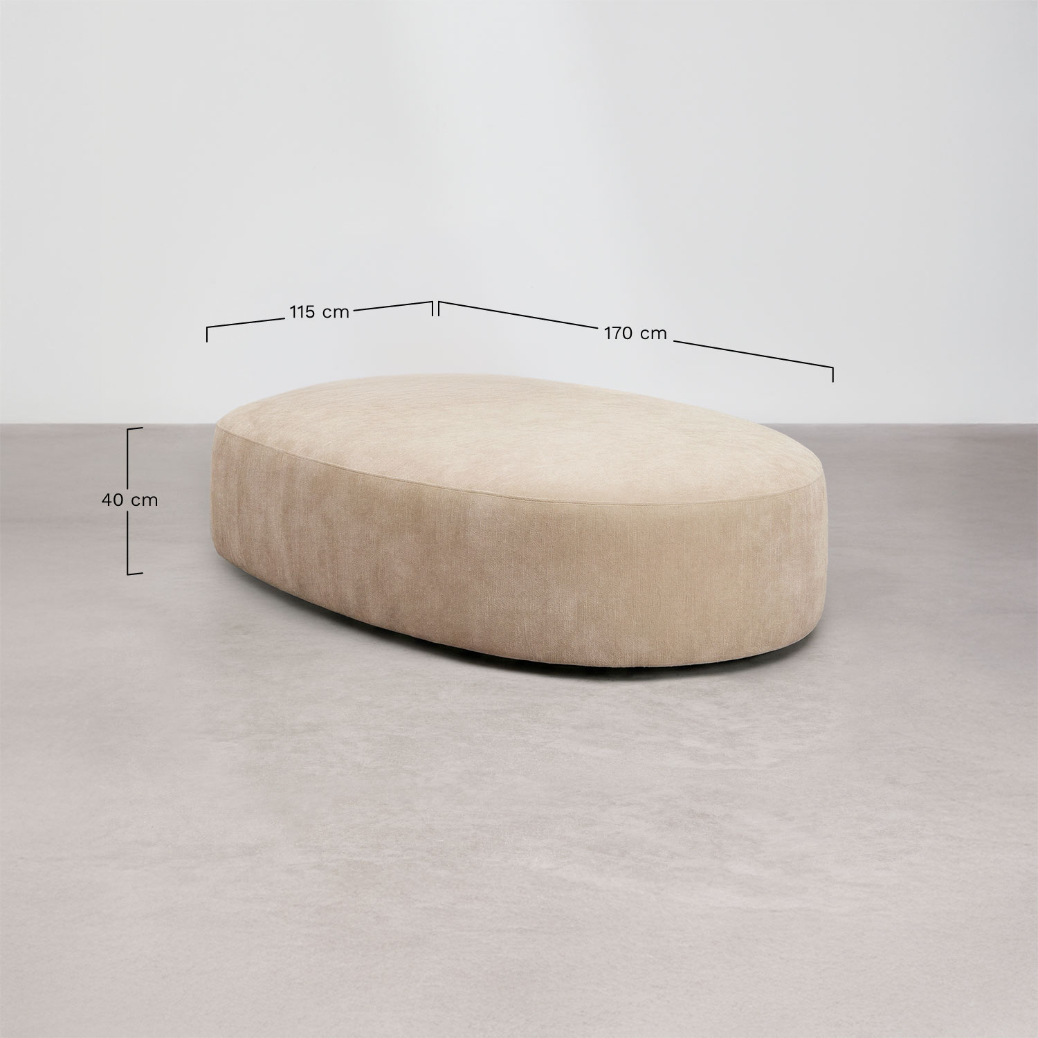 Assento chaise longue para sofá modular estofado Giorgia, Dimens&otilde;es