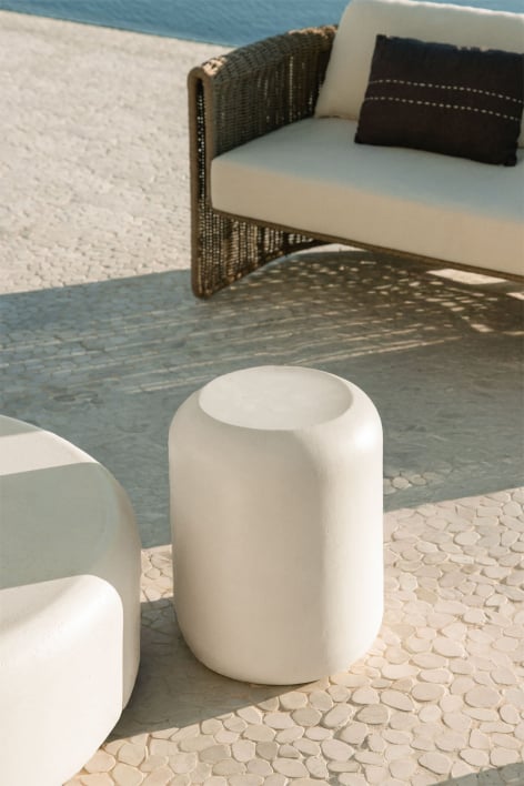 Mesa auxiliar para jardim redonda Ø35 cm em cimento Fonelas